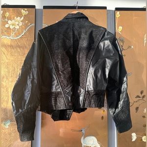 Trendy chic black leather jacket